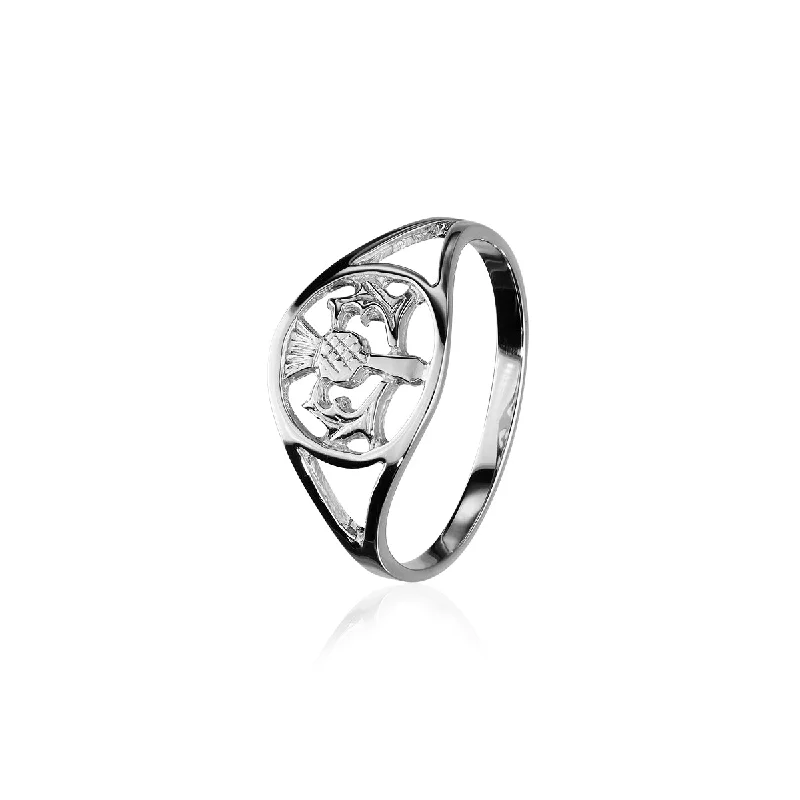 Silk thread rings-Thistle Silver Ring R75