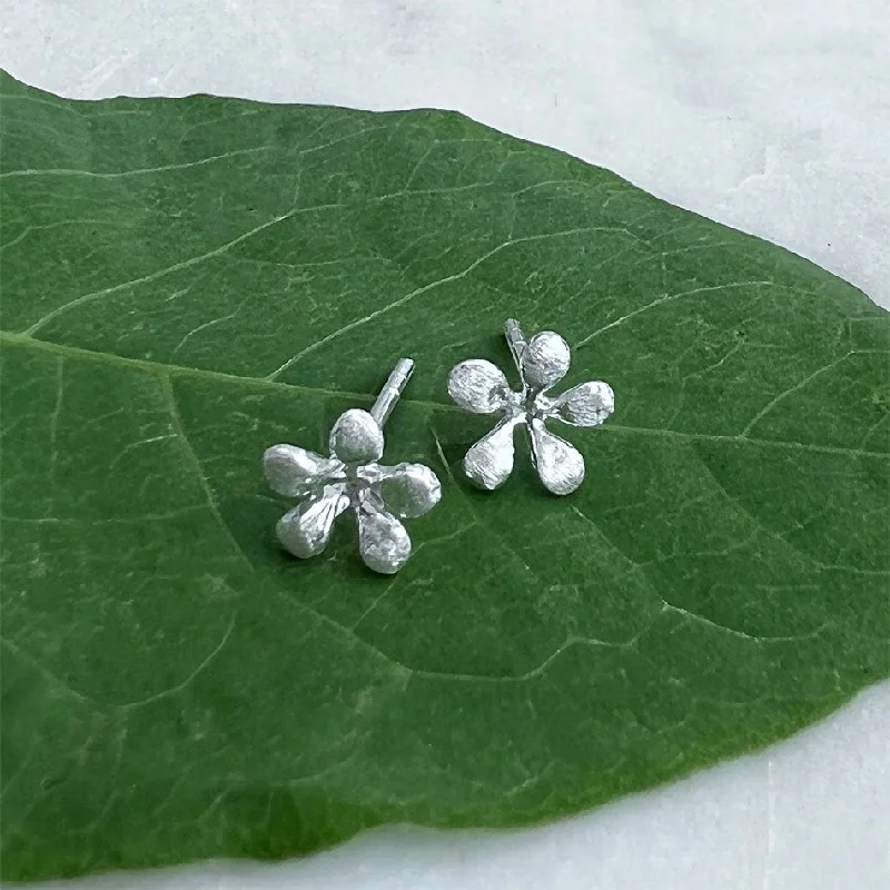 Wide hoop earrings-Tiny Daisy Studs - Sterling Silver, Indonesia