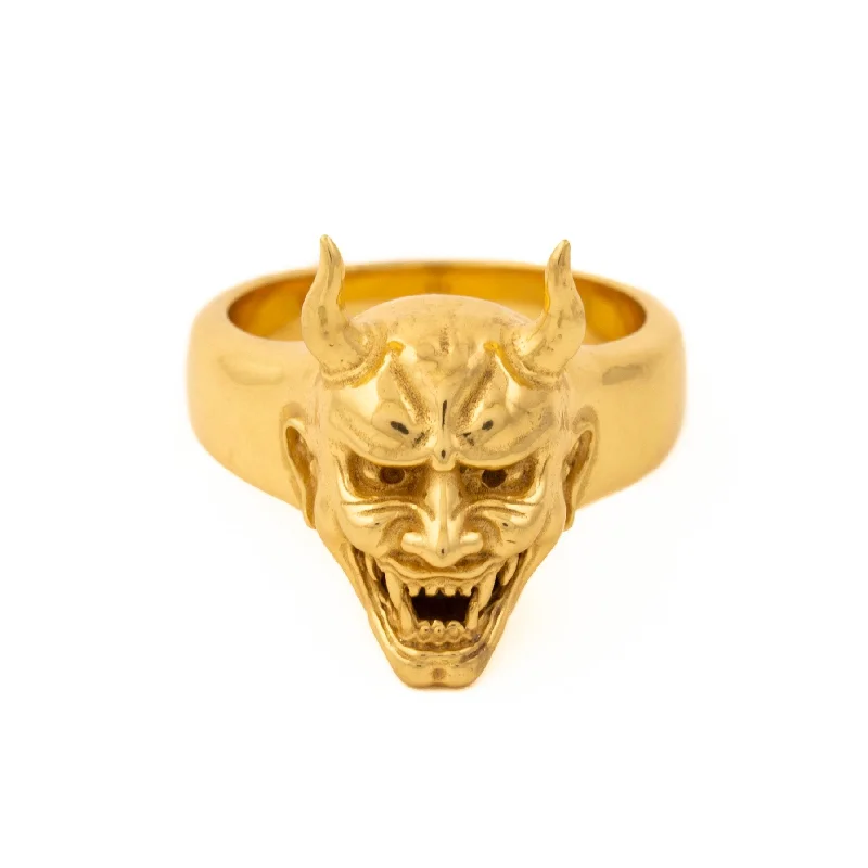 Sapphire gem rings-Gold Hannya Demon Ring