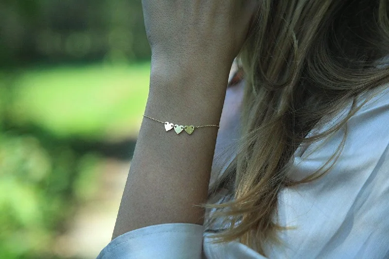 Surf motif bangles-Delicate Initial Bracelet, Heart Bracelet