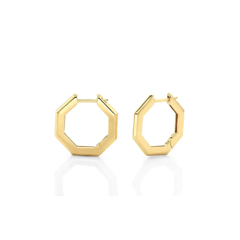 Warm clay earrings-Michael M. 14k Medium Octave Knifed Hoop Earrings