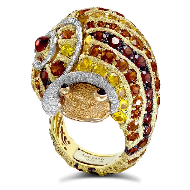 Citrine gem rings-Gold & Platinum Sunny The Snail Ring