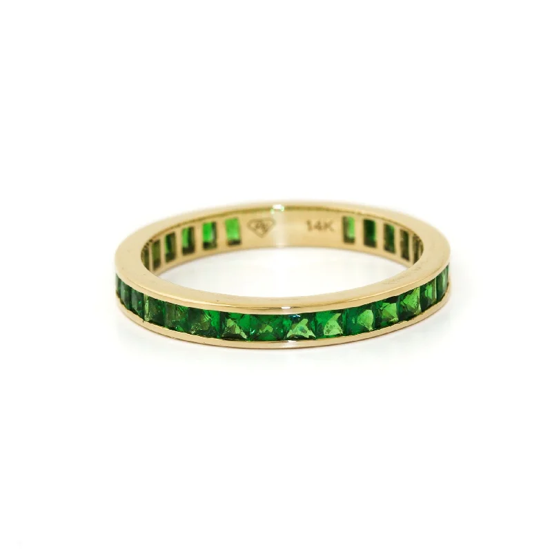 Crystal braid rings-14k Gold x 3mm Tsavorite Channel-Set Eternity Band