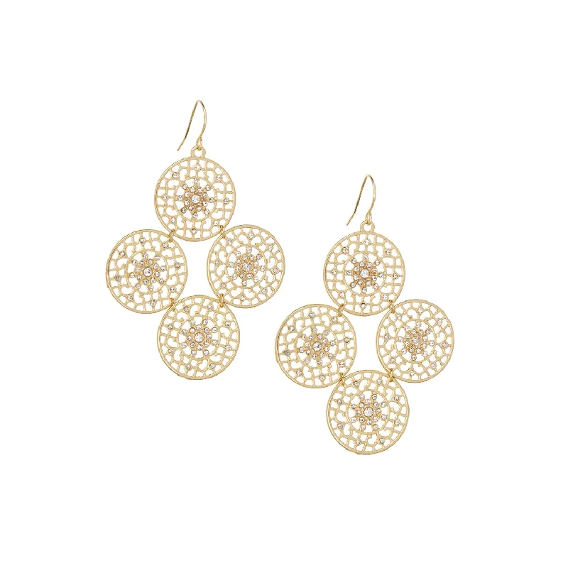 Petal hoop earrings-filigree disc drop earring