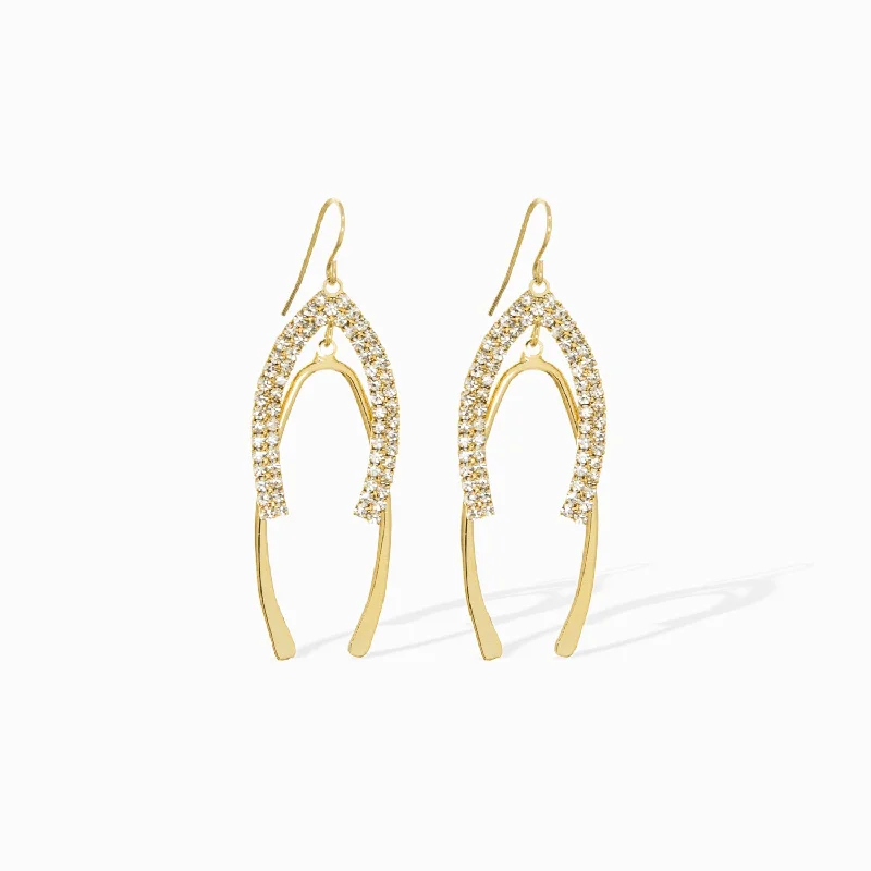 Petal hoop earrings-layered crystal wishbone drop earring