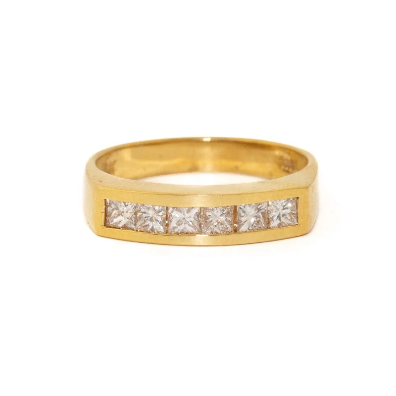 Glossy band rings-Futuristic 14 KT Channel Set Diamond Ring