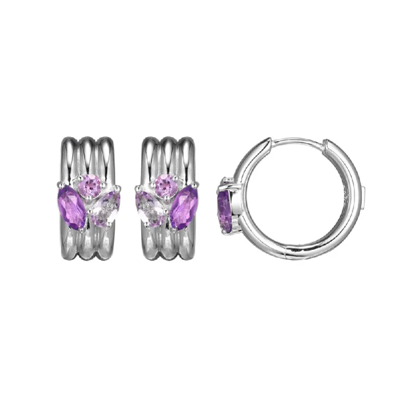 Citrine stud earrings-Elle Goddess Collection Amethyst Hoop Earrings