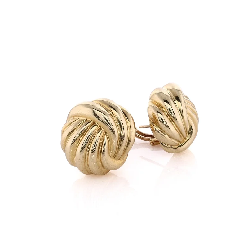 Bold hoop earrings-Estate 18ky Earrings Solid Round Swirl Earring