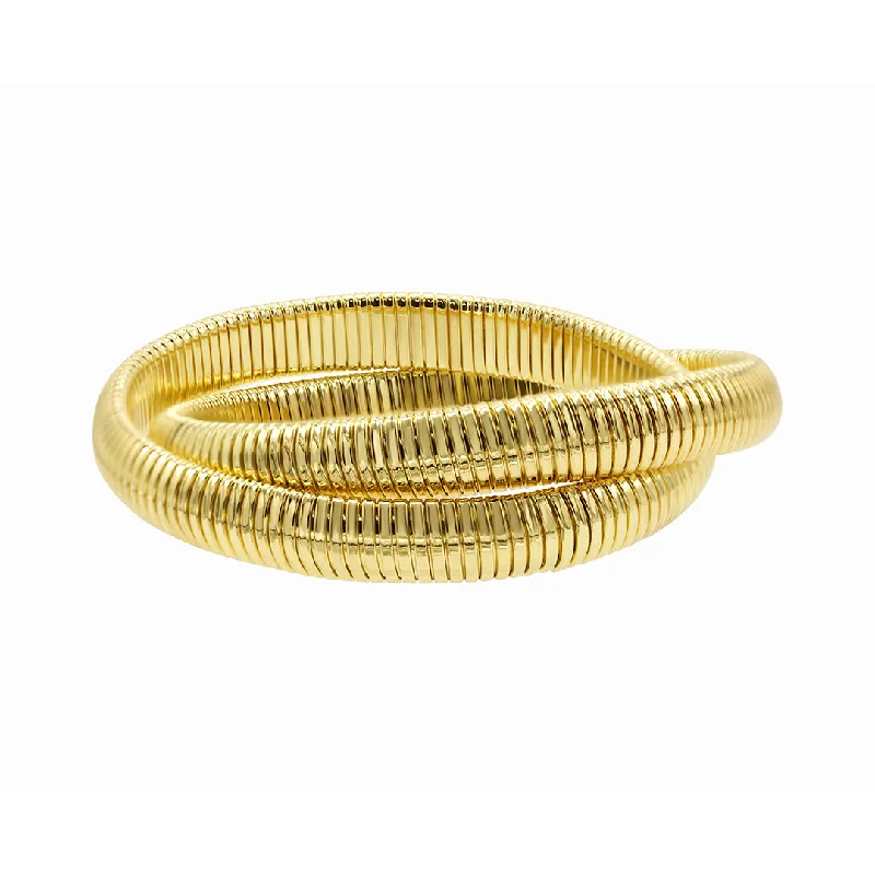 Pinch clasp bangles-14k Gold Plated 2-Layer Omega Chain Bracelet