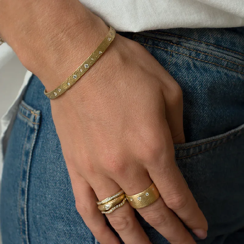 Sleek gold bangles-Dancing Diamond 'Boulder' Cuff Bracelet