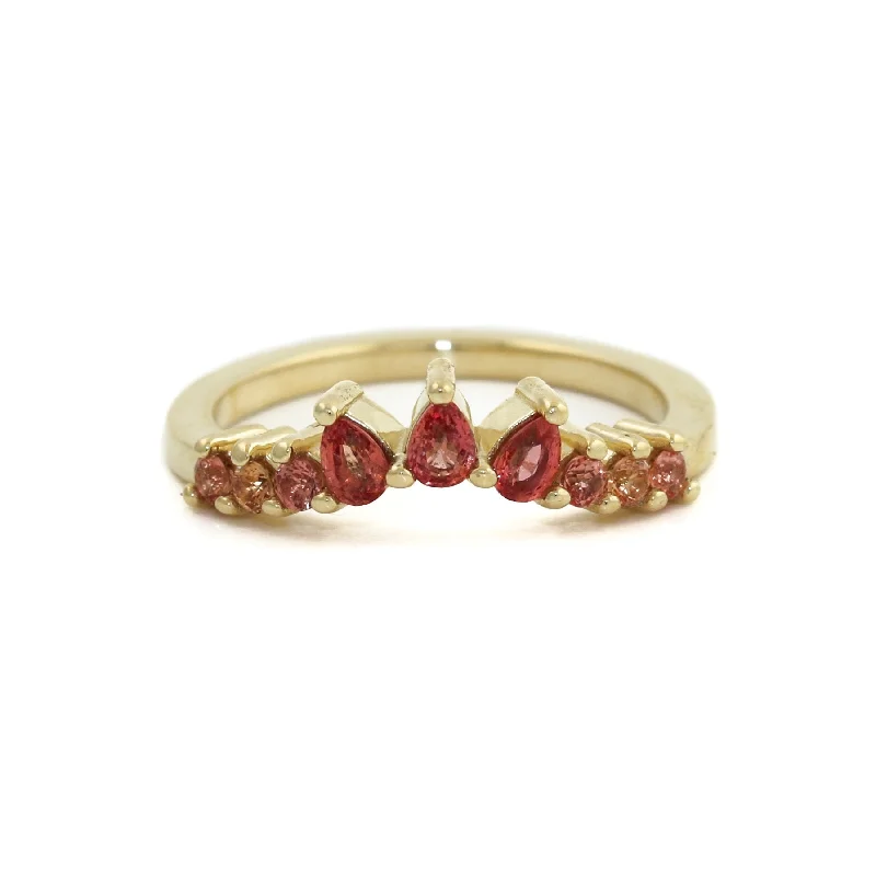 Cultured pearl rings-14K Gold Padparadscha Sapphire Tiara Band