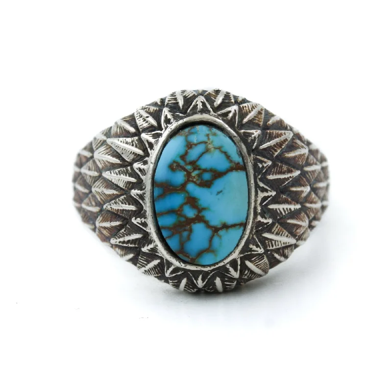 Elegant design rings-Silver Griffin Ring with Egyptian Turquoise