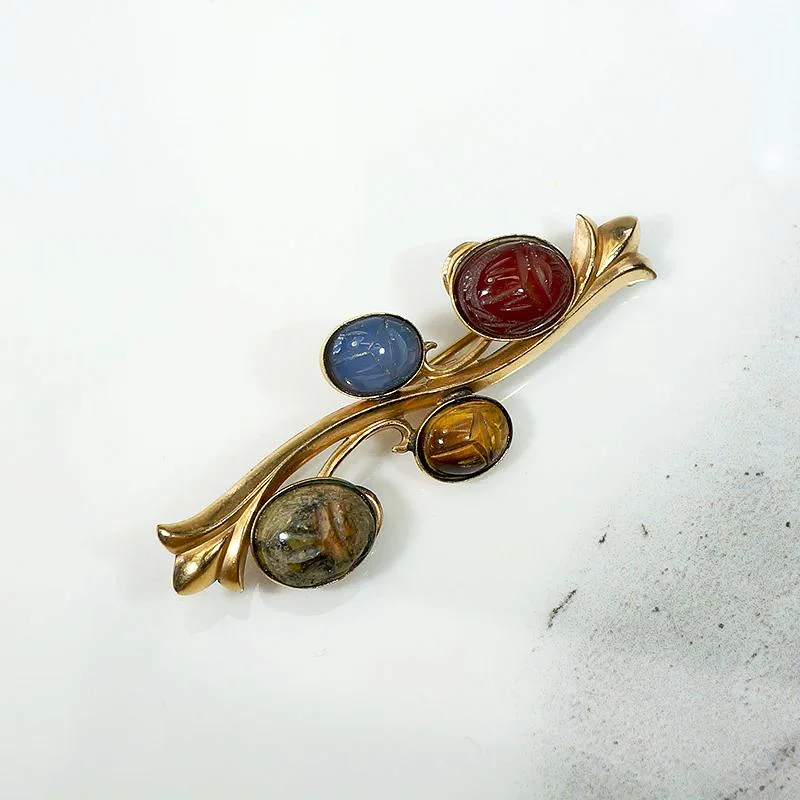 Citrine brooch-Natural Gemstone Scarab Brooch