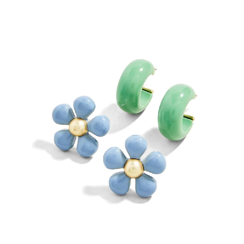 Topaz stone earrings-Spartina Sweet Song Earrings Set Blue/Green (2 pairs)