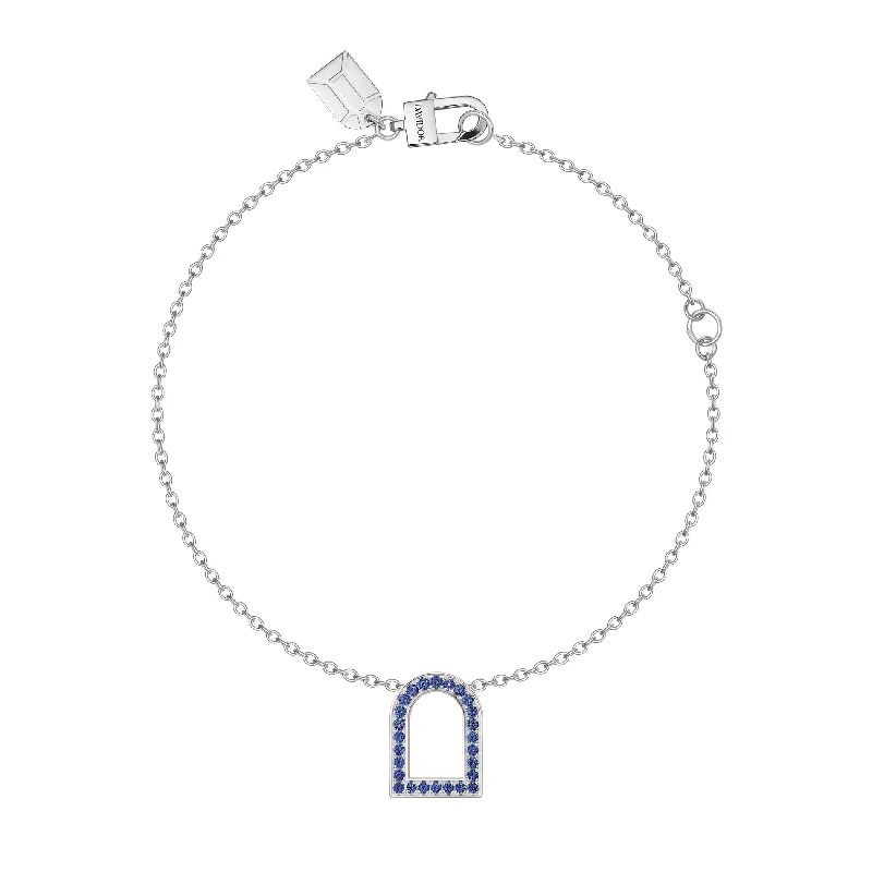 Radiant star bangles-L'Arc Voyage Charm MM, 18k White Gold with Galerie Blue Sapphires on Chain Bracelet