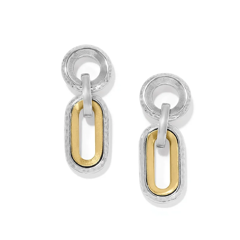 Topaz gem earrings-Brighton Medici Two Tone Link Post Drop Earrings