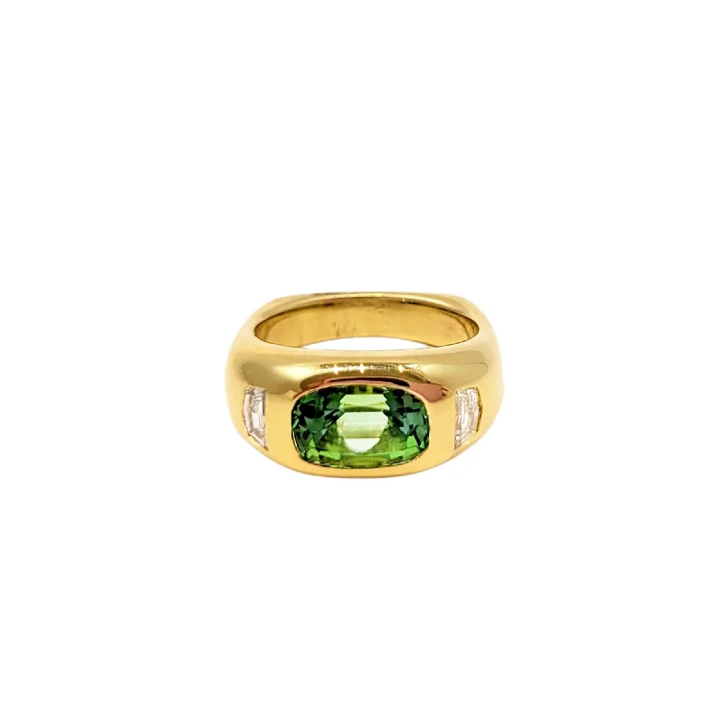 Rough texture rings-Battista Green Tourmaline Ring