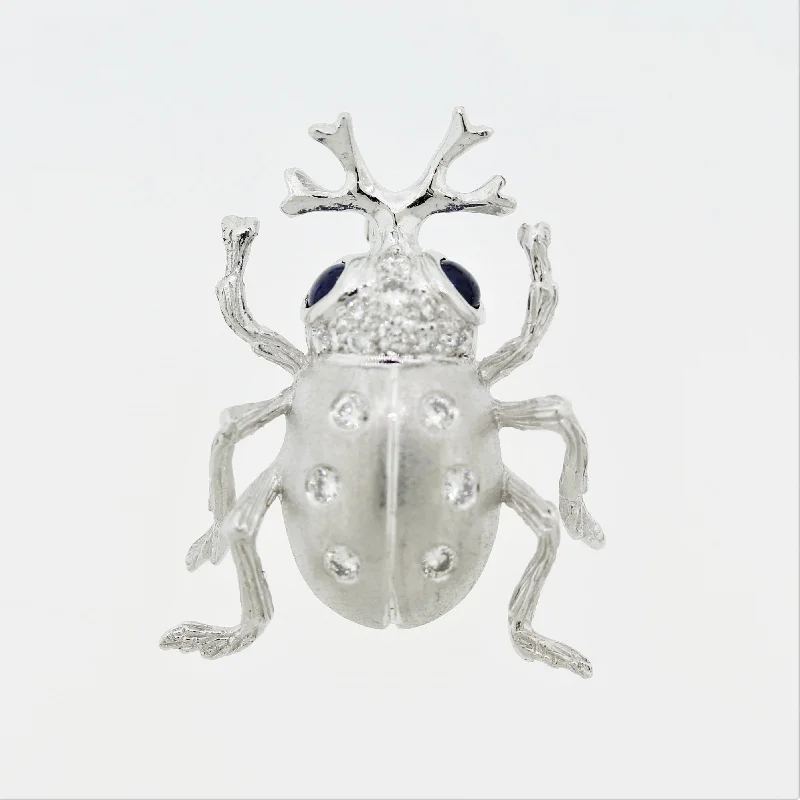 Pure form brooch-Diamond Sapphire Platinum Beetle Pin Brooch