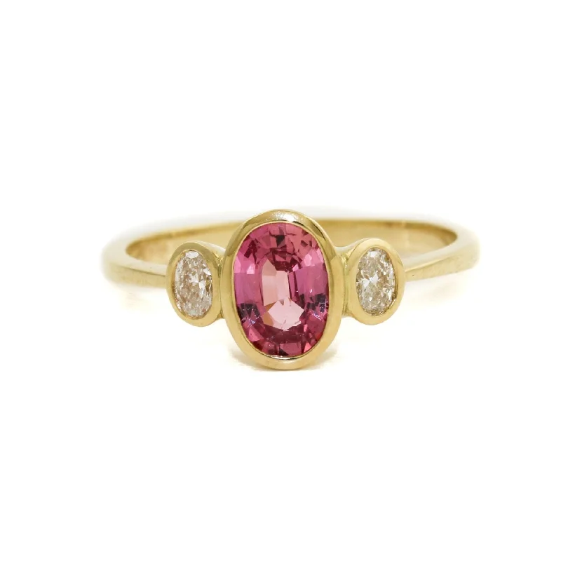 Oval stone rings-"Irina" Padparadscha Sapphire Ring