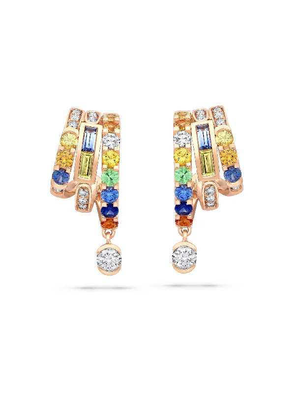 Solid ring earrings-The Boodles National Gallery Collection - Play of Light Rose Gold Multi-Gem Earrings