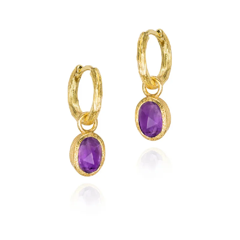 Tide motif earrings-Jorge Revilla Zen Collection Amethyst Drop Earrings