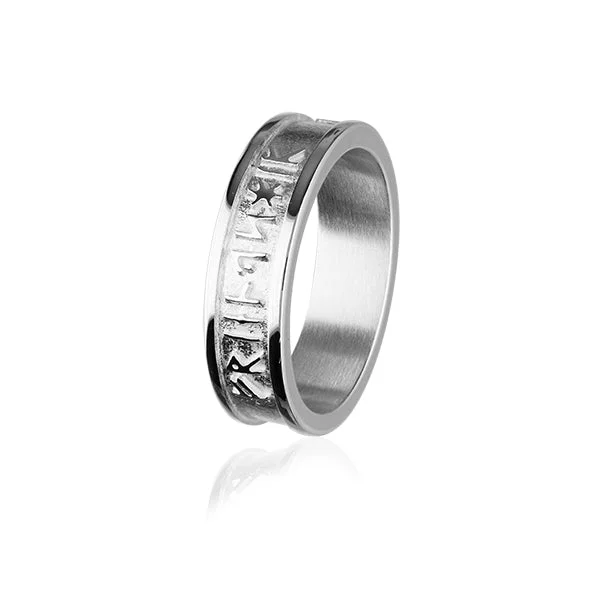 Satin band rings-Runic Silver Ring XR237