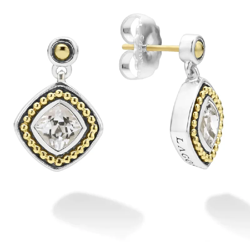 Stellar glow earrings-Lagos Caviar Color White Topaz Drop Earrings