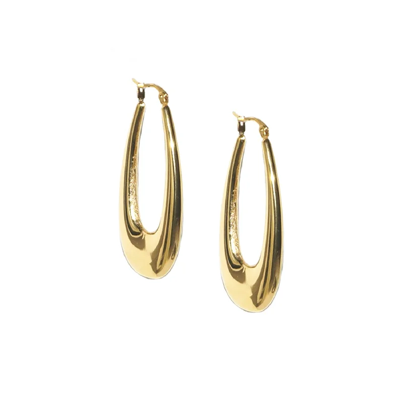 Matte texture earrings-hollow oval hoop