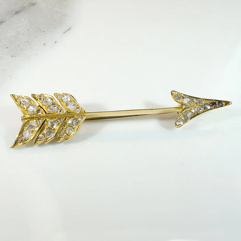 Victorian style brooch-Bewitching Gold & Rose Cut Diamond Arrow Brooch