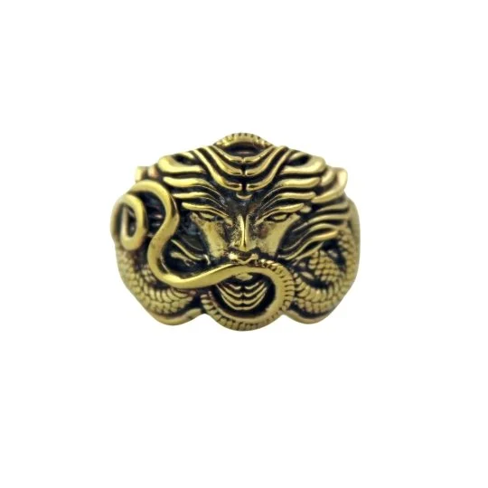 Braided motif rings-Brass "Serpent Queen Medusa" Ring