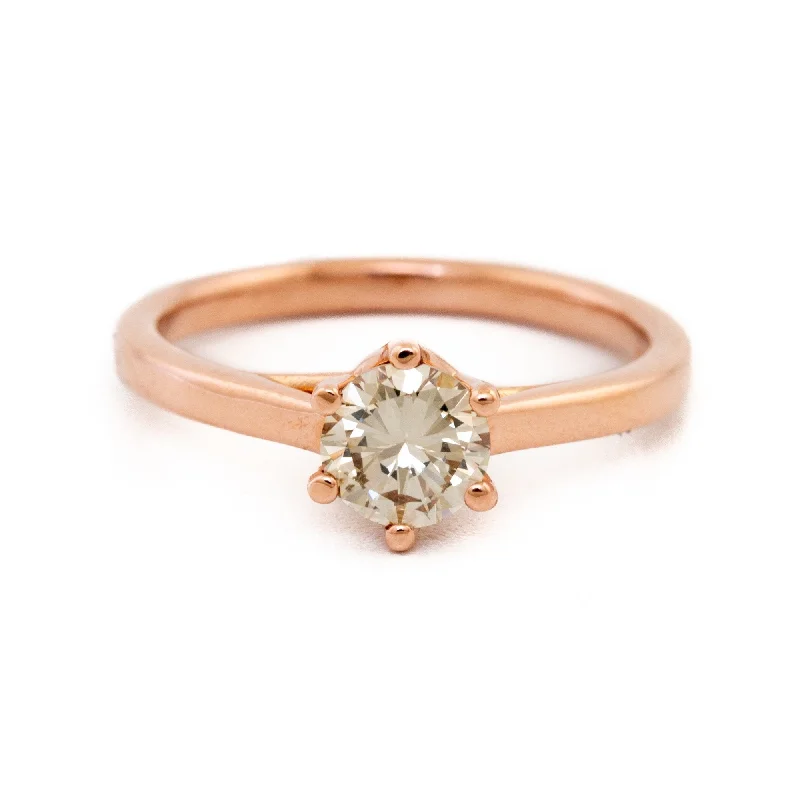 Agate gem rings-Champagne Diamond Solitaire Ring