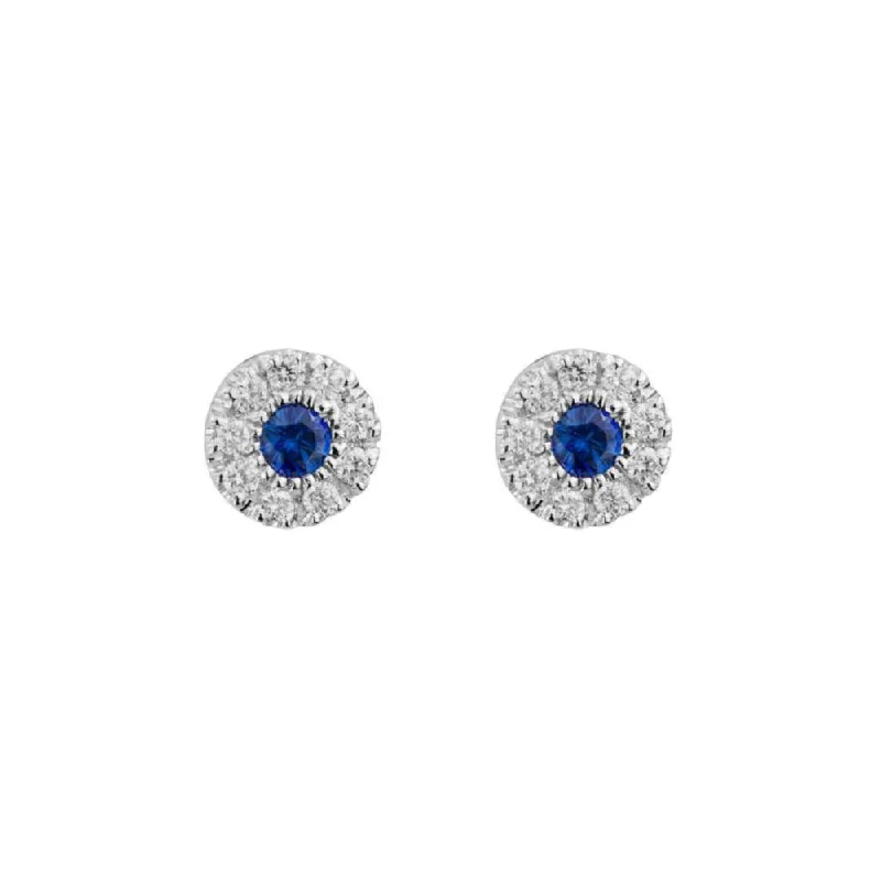 Ruby gem earrings-14k Sapphire & Diamond Stud Earrings