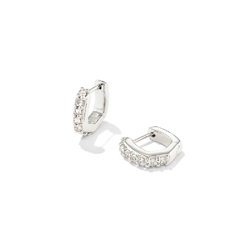 Curved gem earrings-Kendra Scott Davie Huggie Earrings in White Topaz