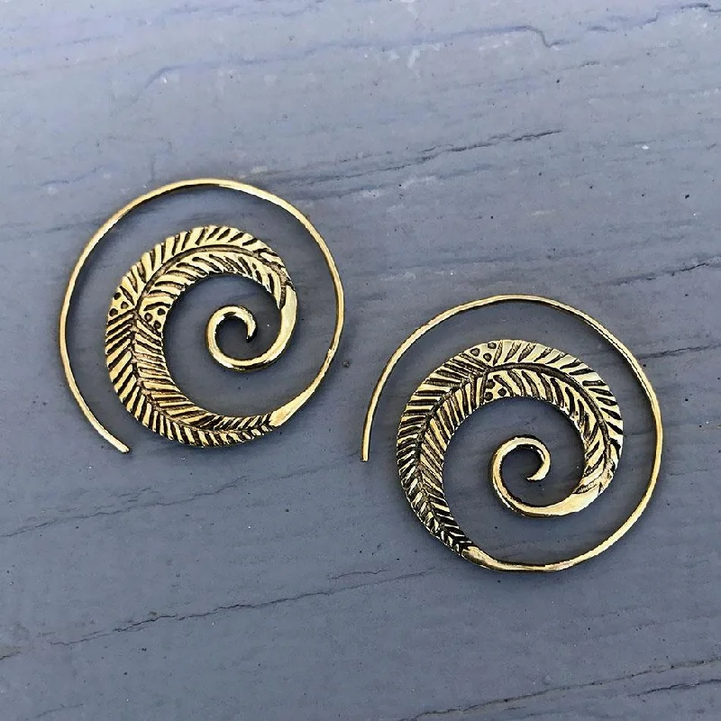 Bead weave earrings-Spiral of Life Earrings - Brass, Thailand