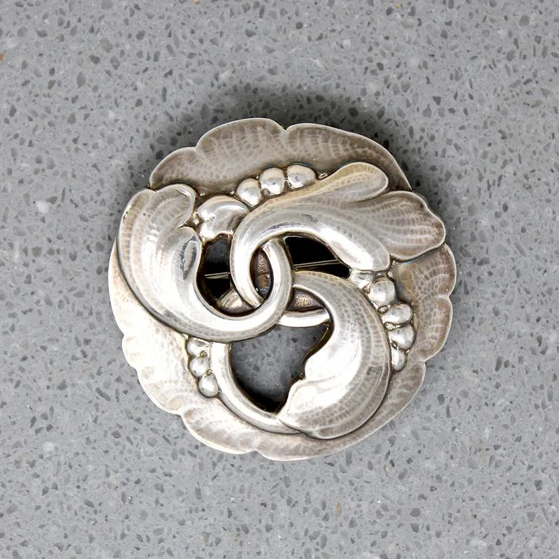 Plaited design brooch-Rare Georg Jenson Design 20 Silver Leaves Brooch