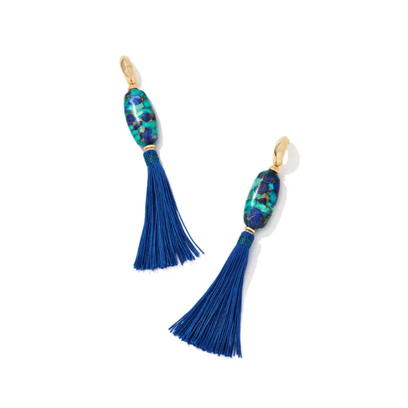 Wide statement earrings-Kendra Scott Insley Gold Statement Earrings in Blue Mix