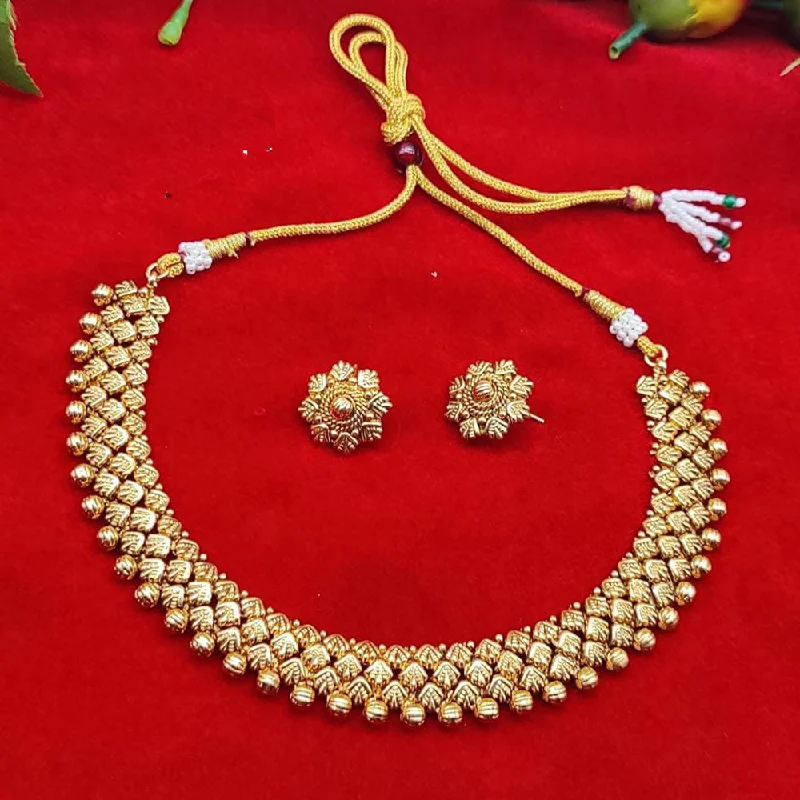 Citrine pendant necklaces-Manisha Jewellery Gold Plated Necklace Set