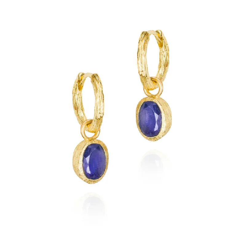 Cultured pearl earrings-Jorge Revilla Zen Collection Sapphire Drop Earrings