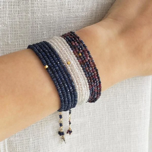 Layered link bangles-Blue Sapphire Wrap Bracelet