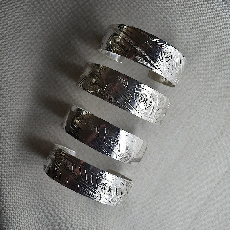 Bold cuff bangles-Wide Silver Totem Cuff