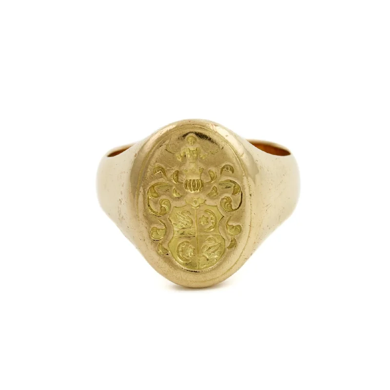 Tide design rings-1910's French "Moon & Swan" Signet