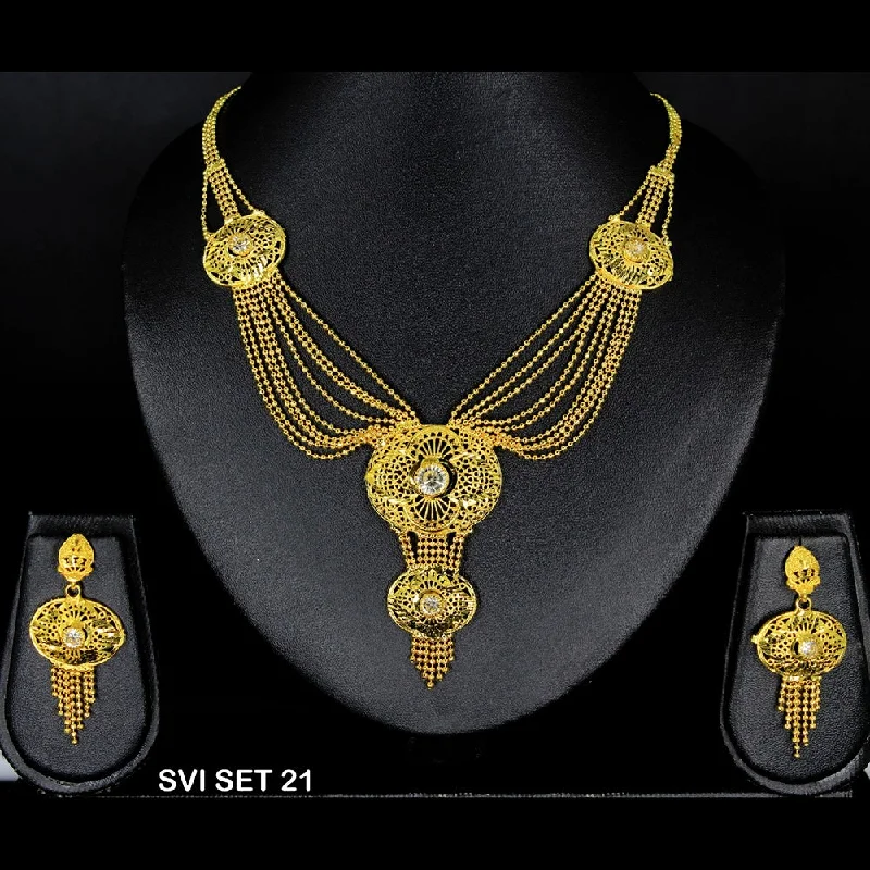 Worn style necklaces-Mahavir Forming Gold Necklace Set  - SVI SET 21