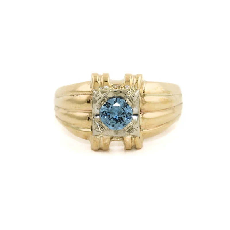 Linen thread rings-10k Gold x Aqua Marine Ring