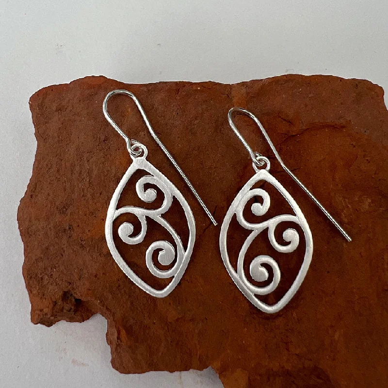 Light drop earrings-Dancing Swirl Earrings - Sterling Silver, Indonesia