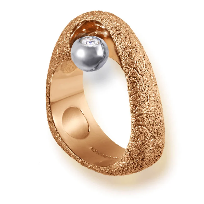 Old cameo rings-Rose Gold Modern Art Ring with Diamond