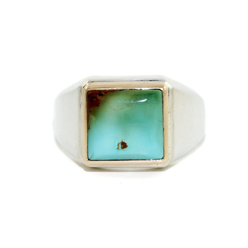 Stretch open rings-Royson Turquoise x 14k x Silver Ring 10.5