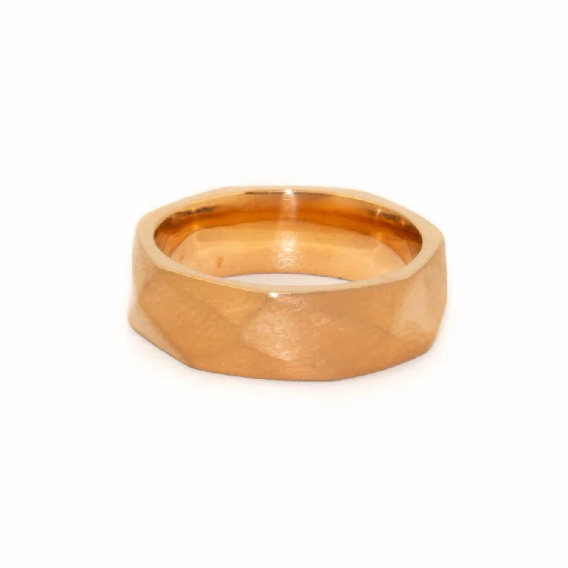 Tight clasp rings-Rock-Hammered x Cigar Wedding Band - Made To Order