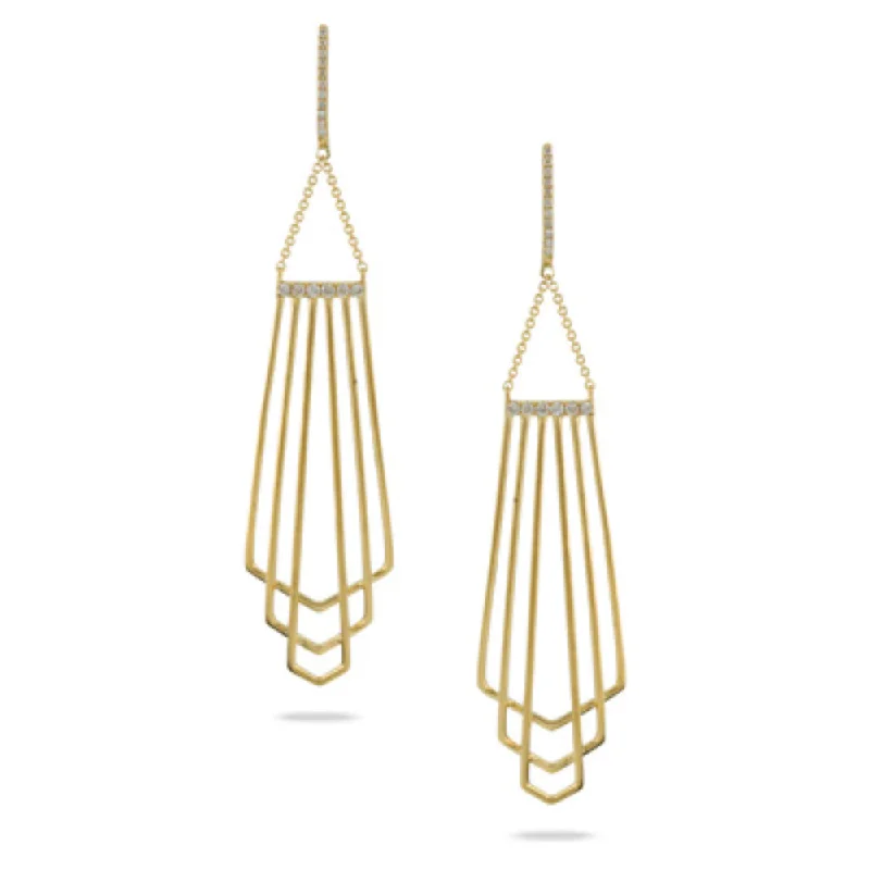 Polished charm earrings-18k Fibonacci Diamond Geometric Drop Earrings