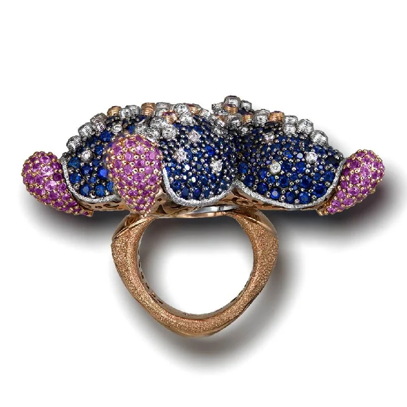 Woven cord rings-Gold Starfish Ring with Diamonds and Sapphires