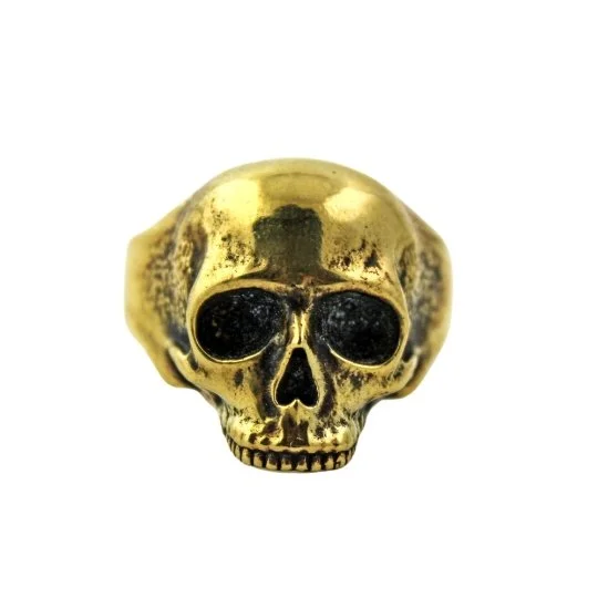 Retro deco rings-Classic Brass Skull Ring